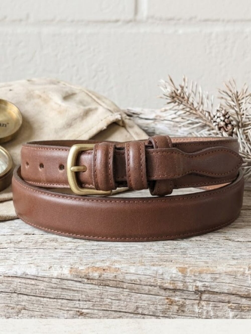 L.L. Bean Double Billet Leather Belt New Unworn 34/85